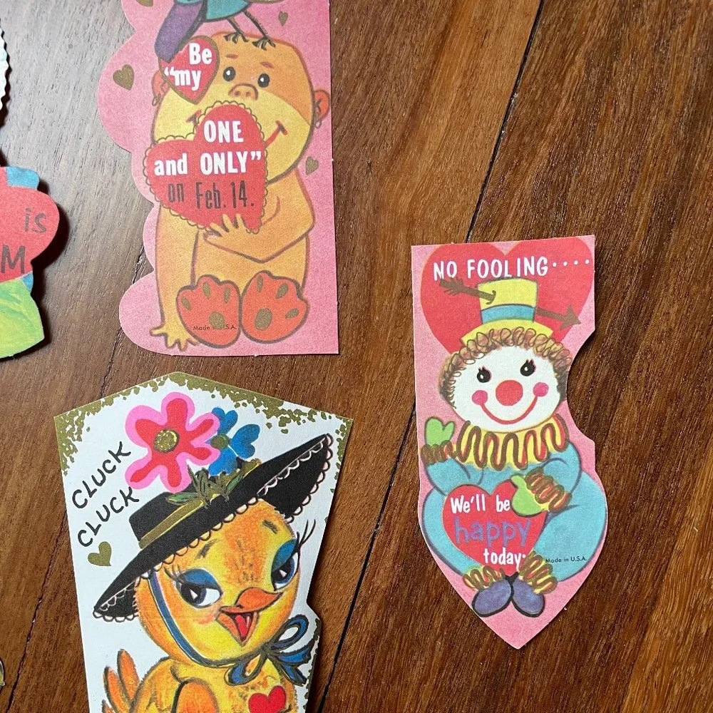 Five (5) Vintage Valentine Exchange Cards